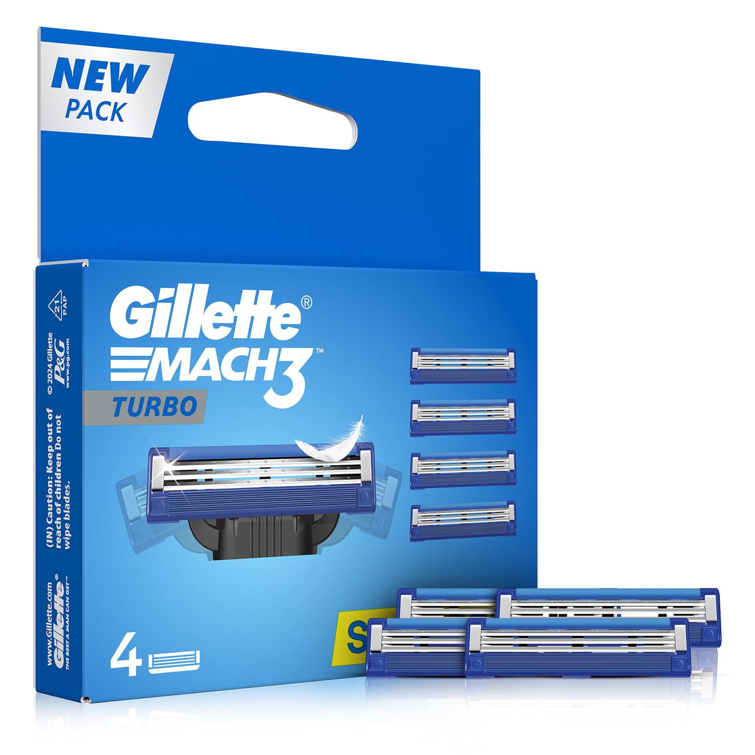 Gillette Mach3 Turbo Razor Cartridges – 4-Pack